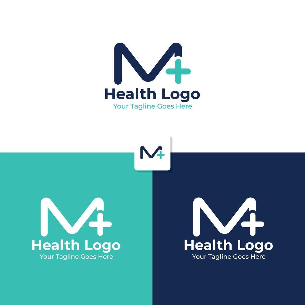 Logo with the initial letter M combined with a health icon vector