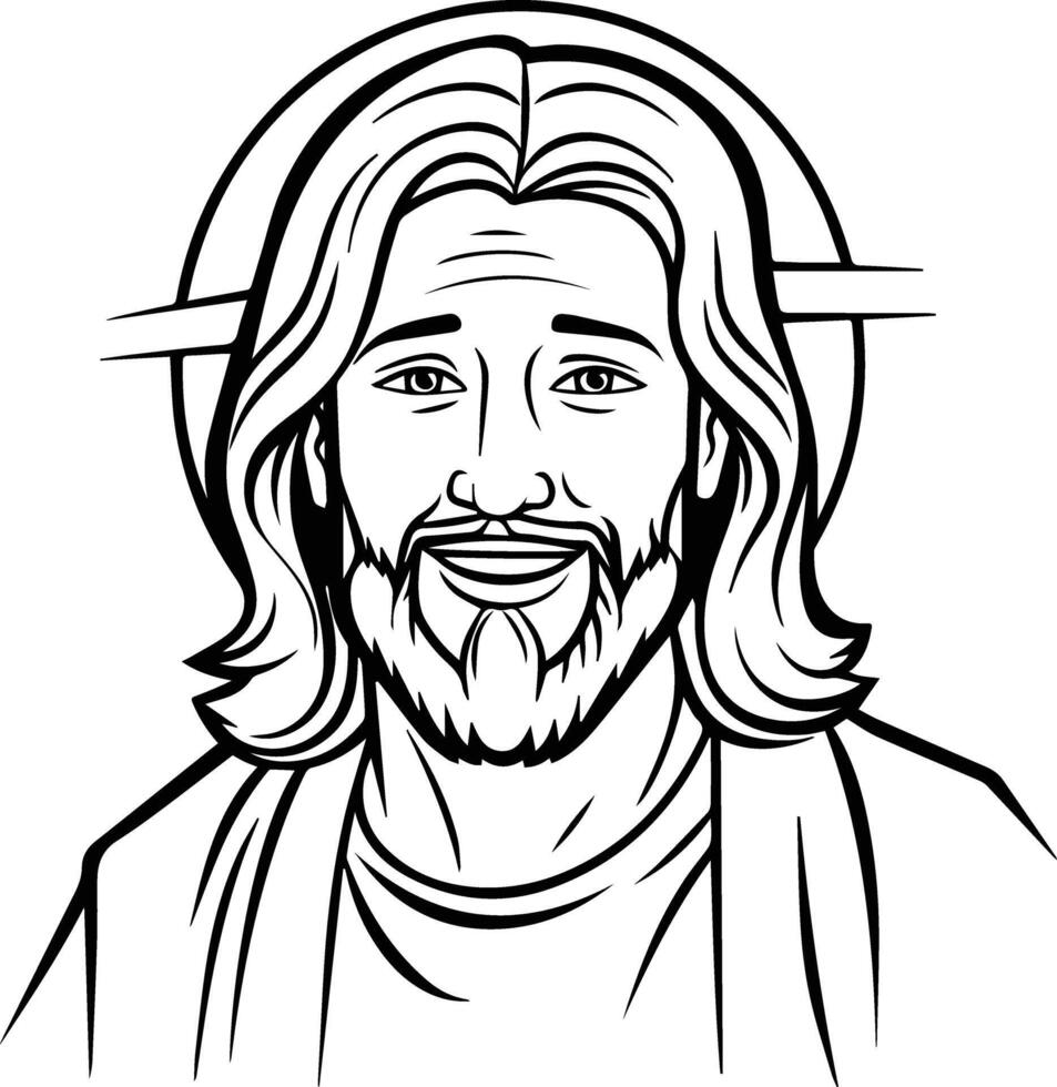 God Jesus , Black And White Coloring Page vector