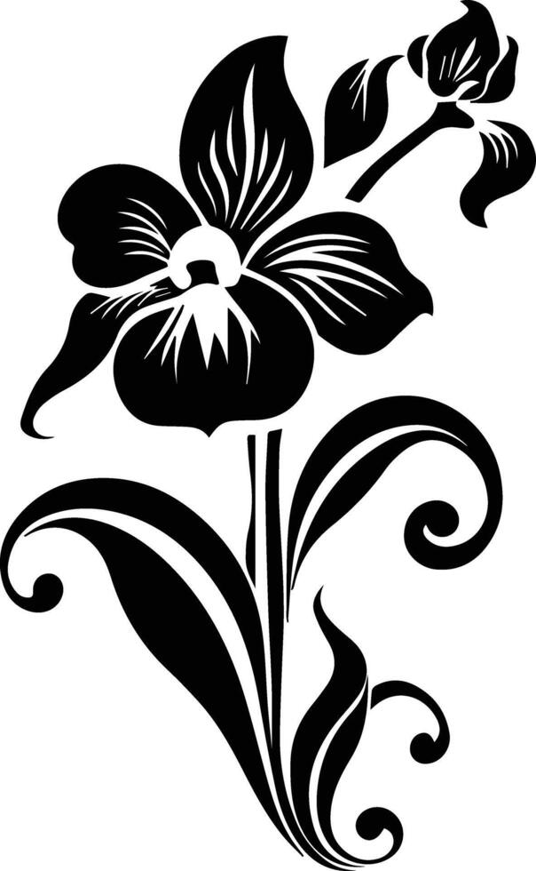 Silhouette Black Flower Stock Photo vector