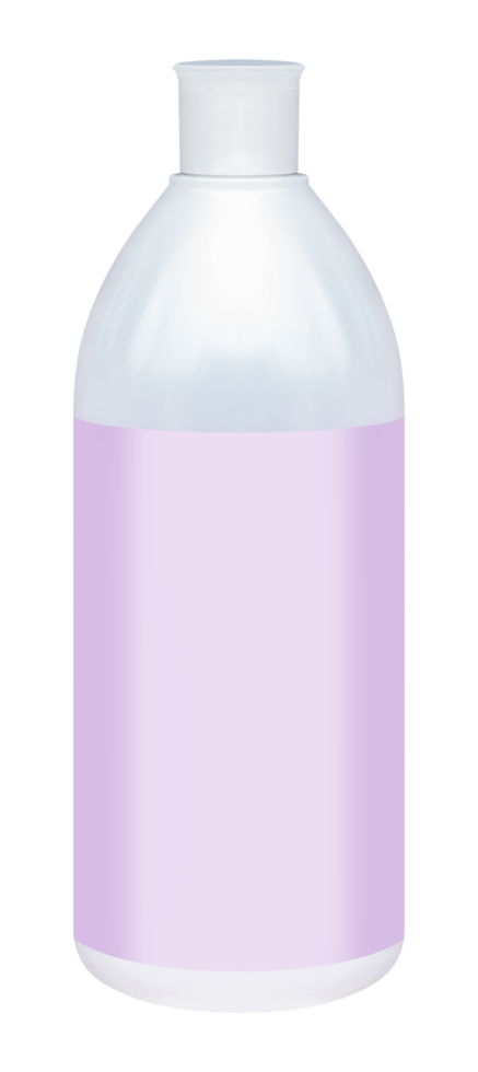 Mock up purple lotion bottle with blank pink label png