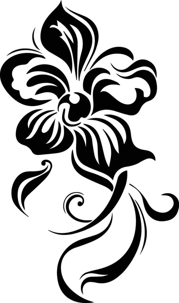 Silhouette Black Flower Stock Photo vector