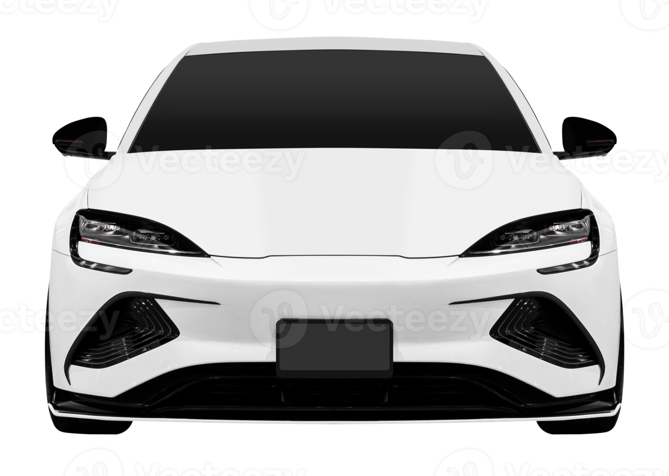 Front view white electric car png