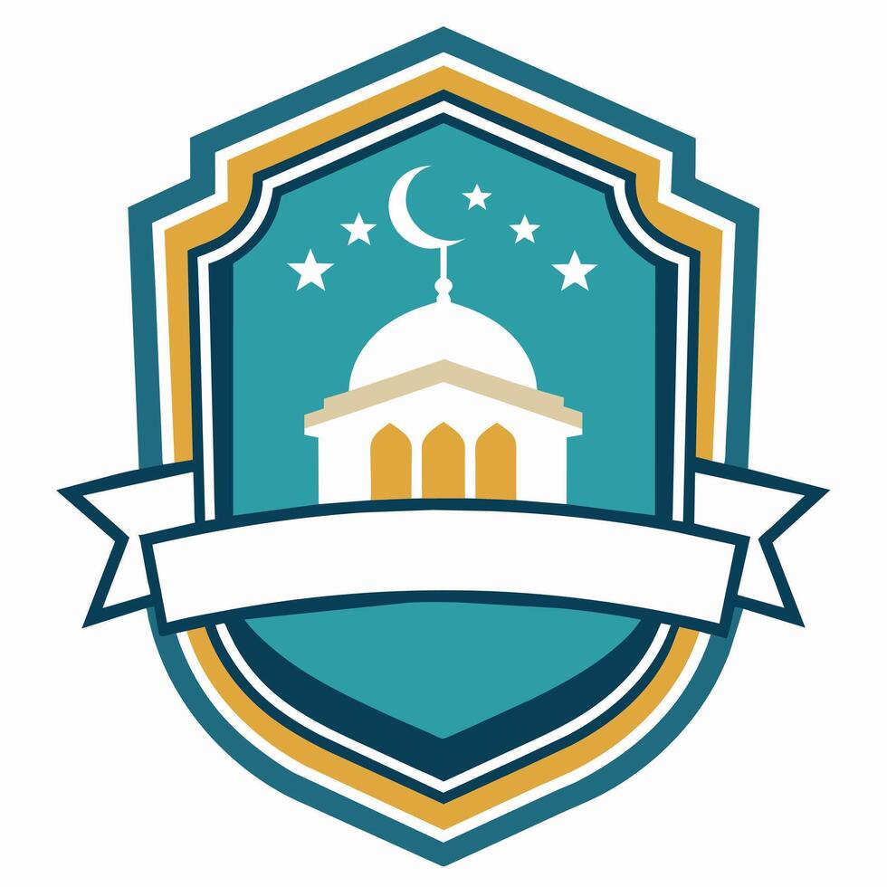 Intricate, symmetrical motif inspired by Islamic artistic traditions, incorporating geometric designs, clean white backdrop, suitable for badge or logo designs vector