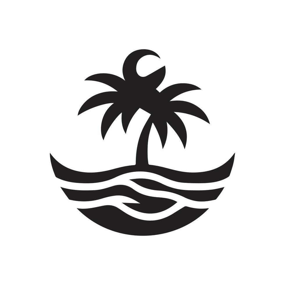 minimalista playa logo en un blanco antecedentes vector