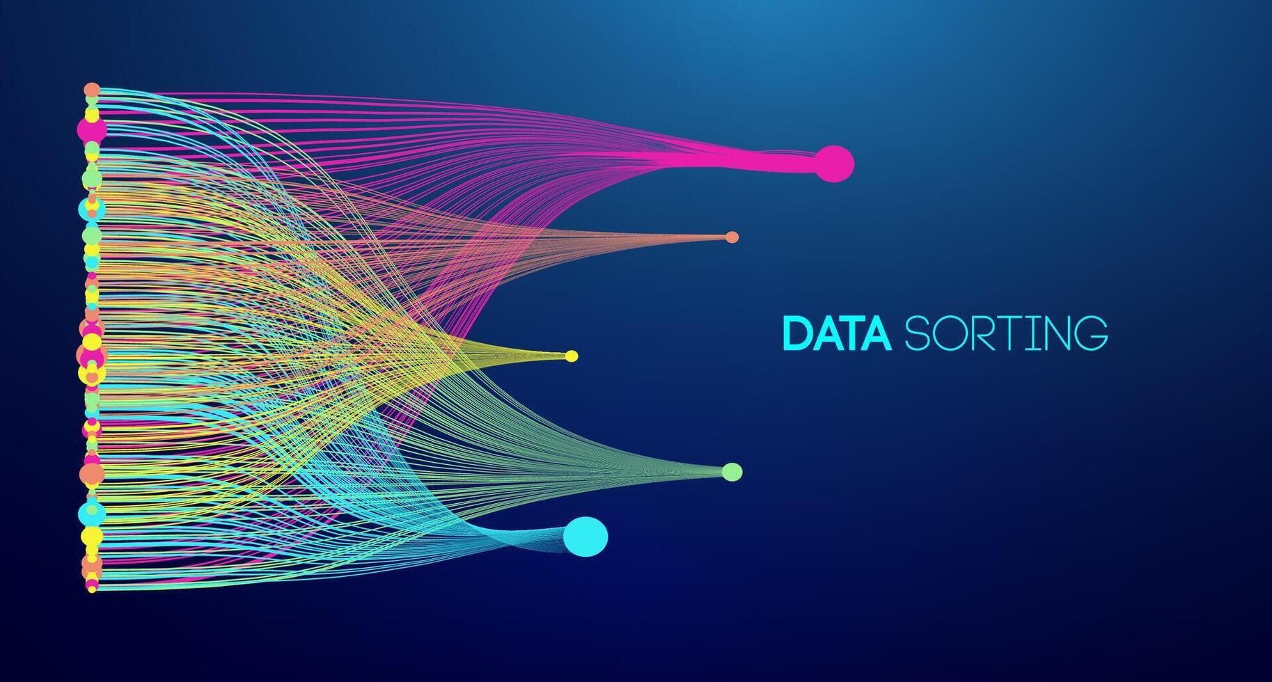 Data sorting colorful lines background. Data flow technology illustration vector