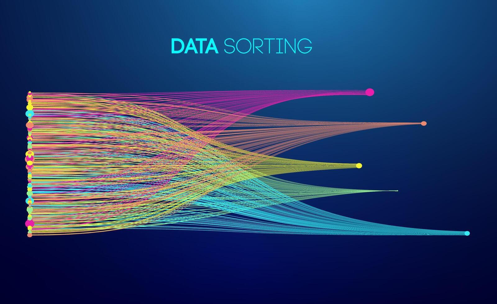 Data sorting colorful lines background. Data flow technology illustration vector