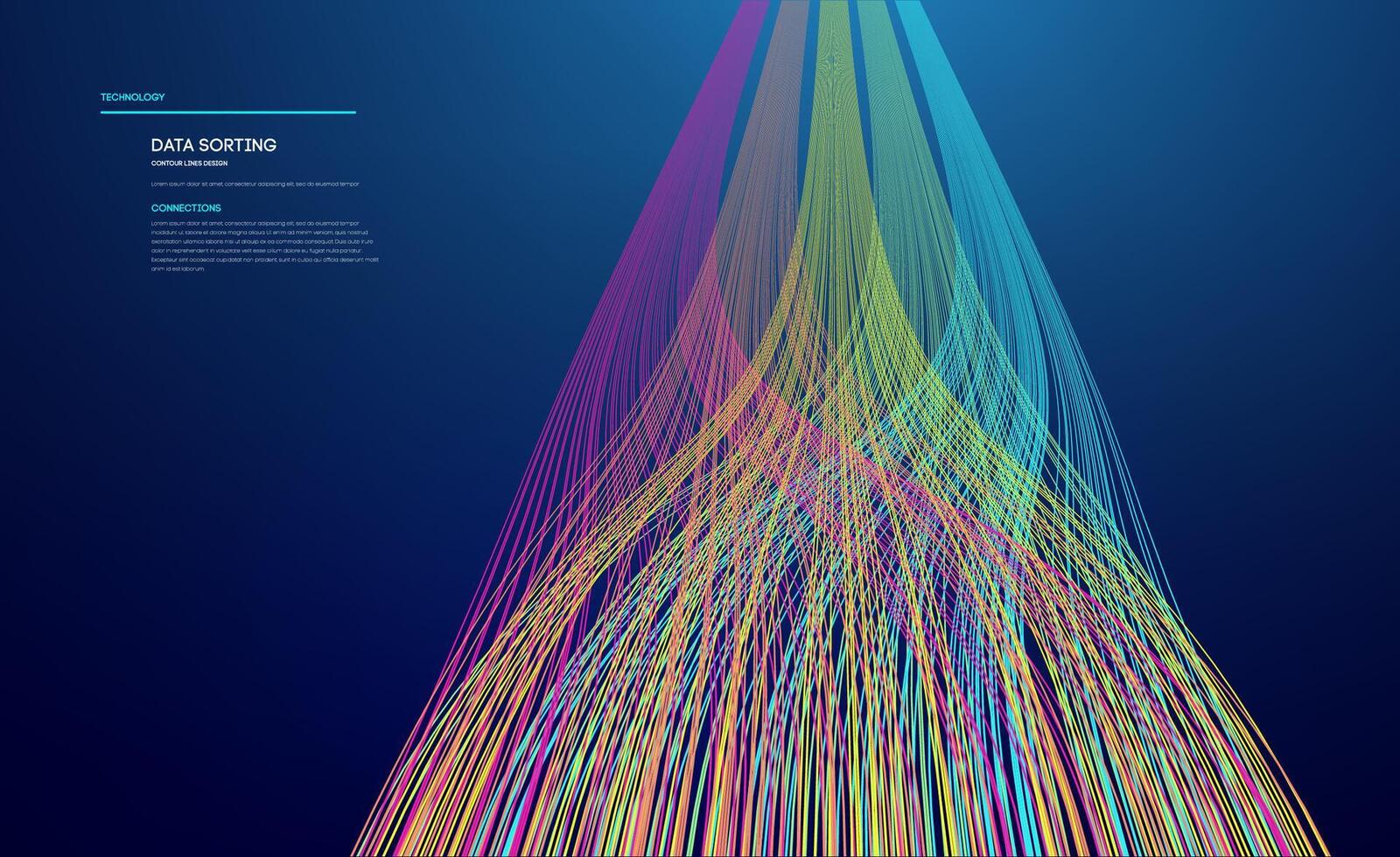 Data sorting colorful lines background. Data flow technology illustration vector