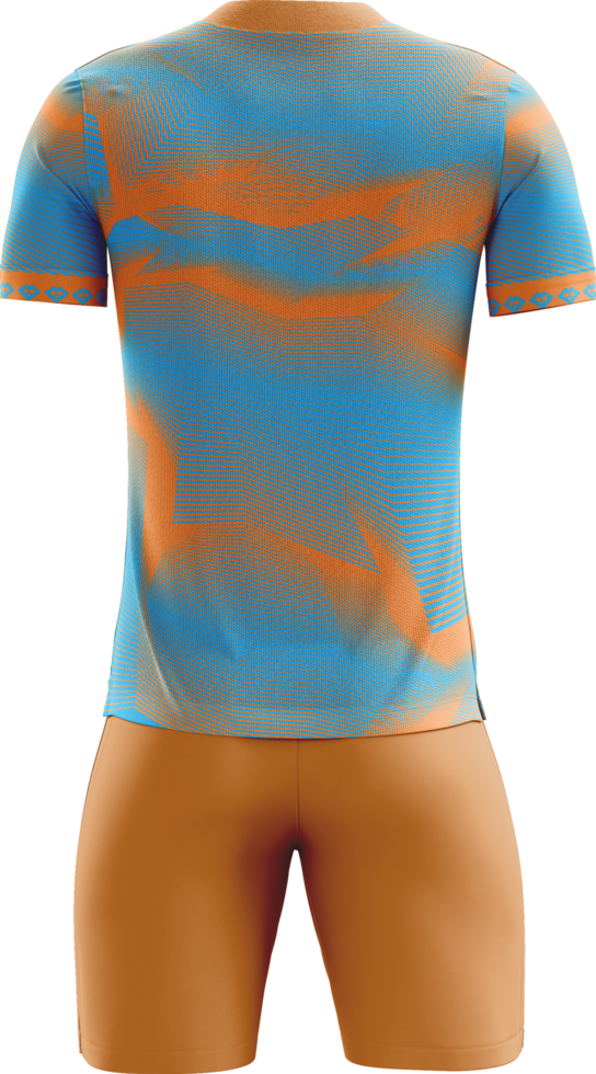 a soccer jersey with orange and blue stripes png