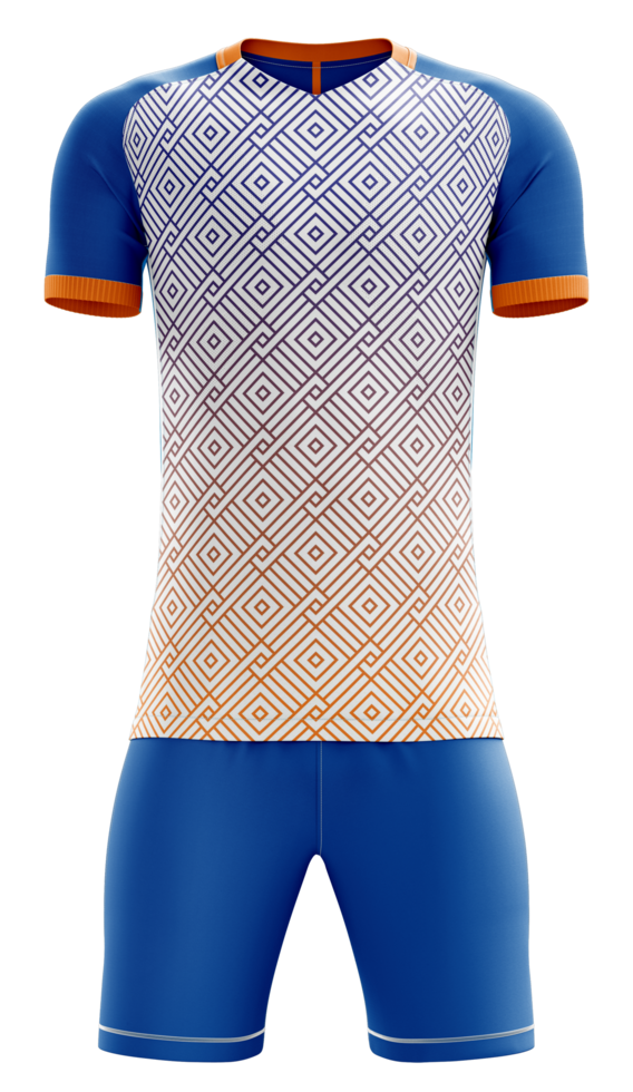 a soccer uniform with orange and blue stripes png