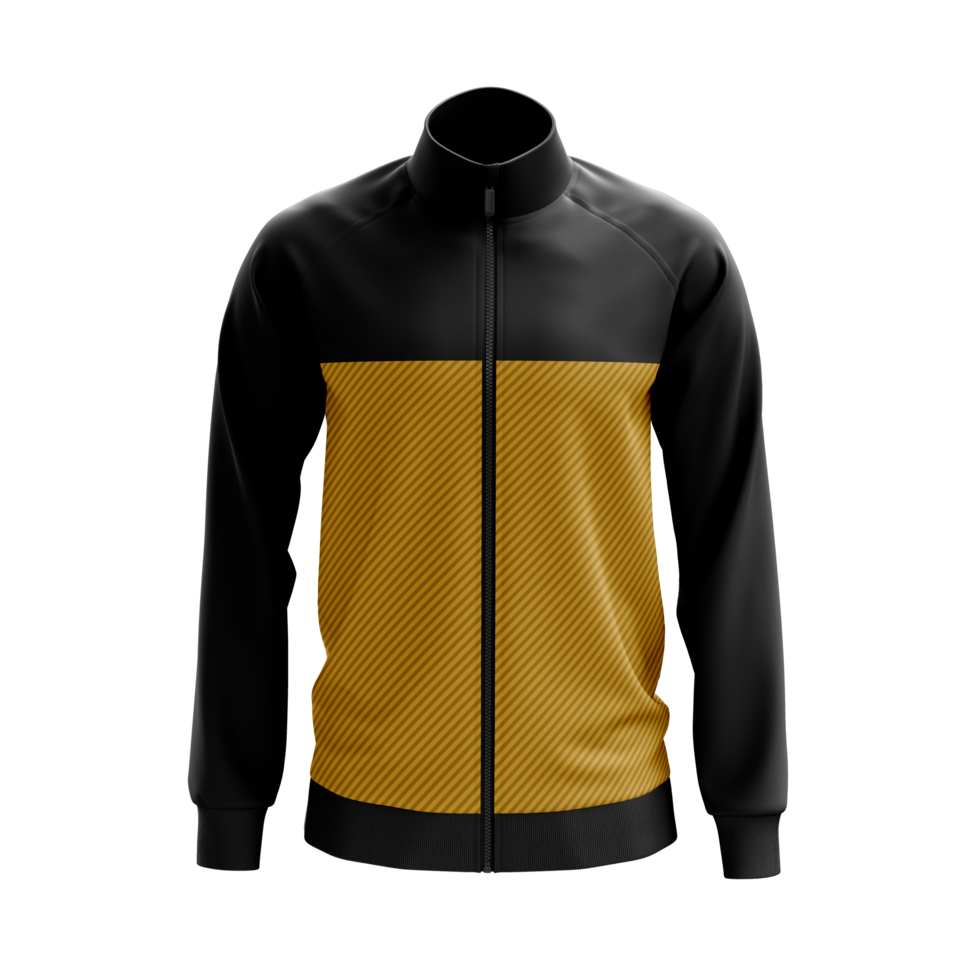 a black and yellow jacket with a zipper png