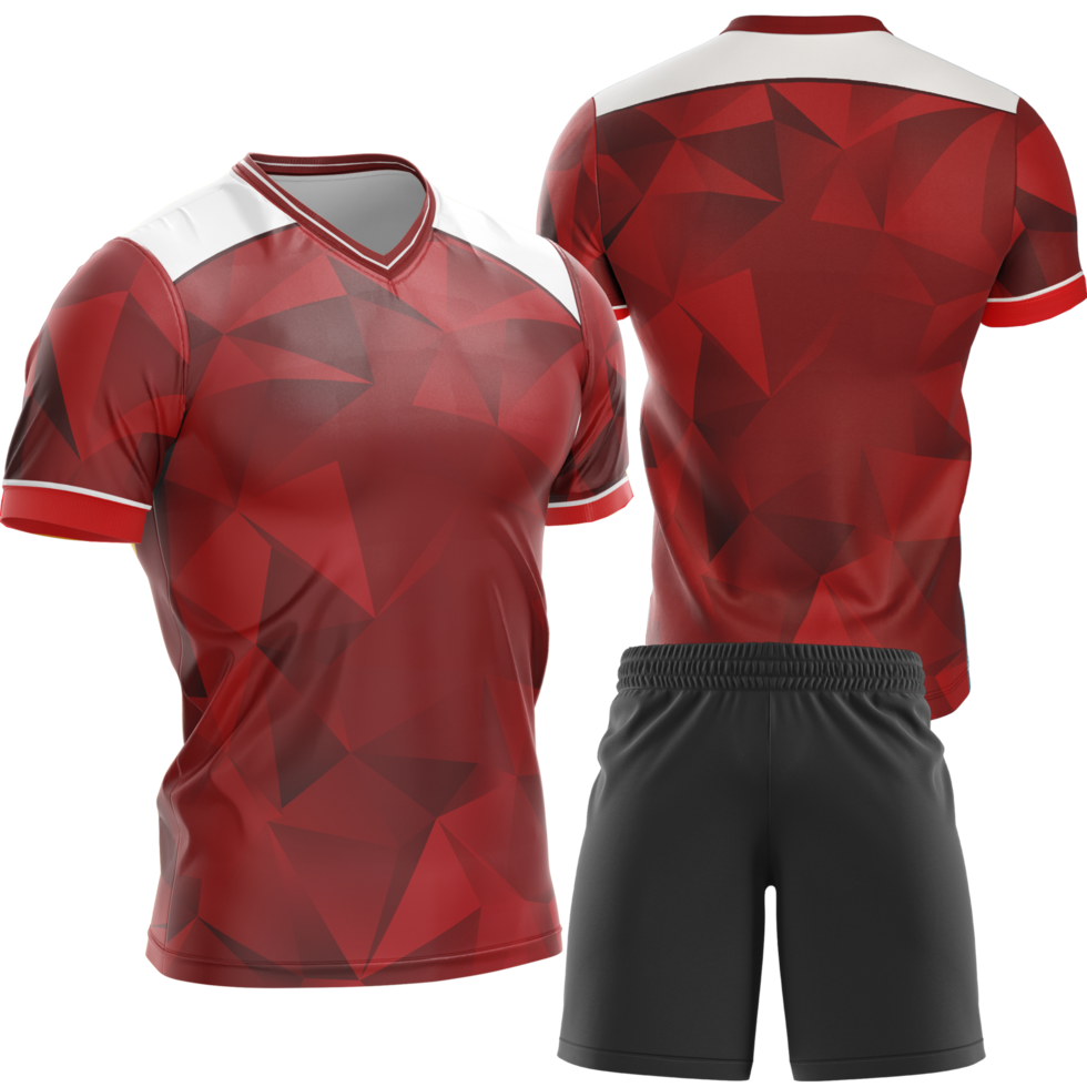 red soccer jersey and shorts on a transparent background png