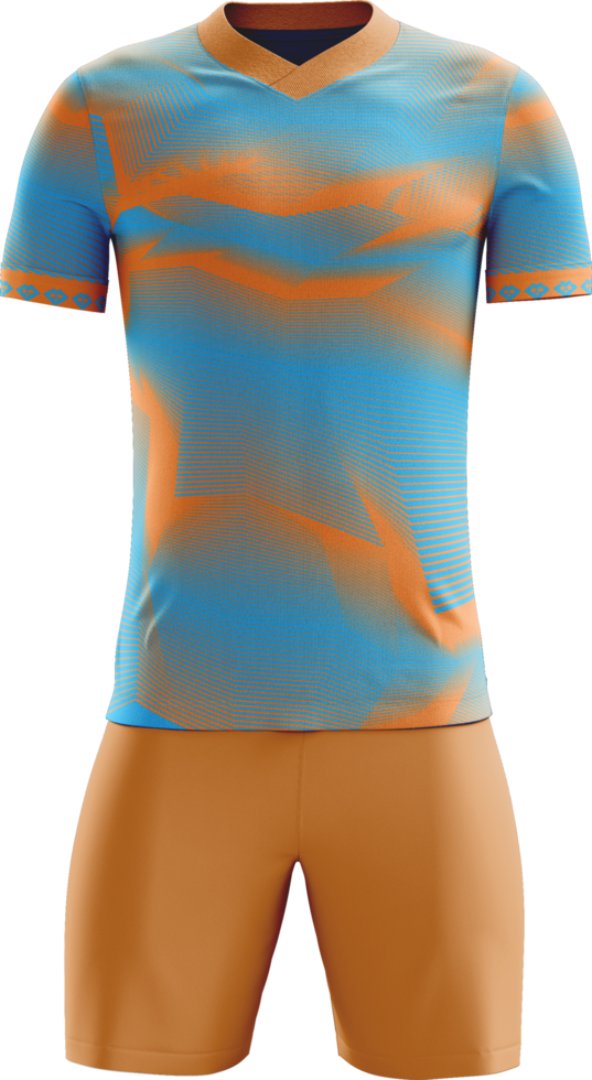 a soccer uniform with orange and blue stripes png