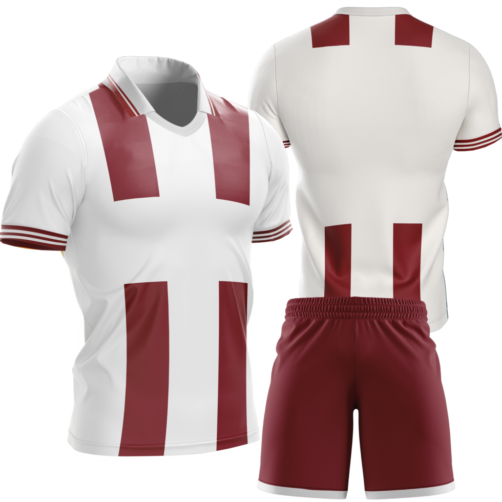 un fútbol uniforme con blanco y rojo rayas png