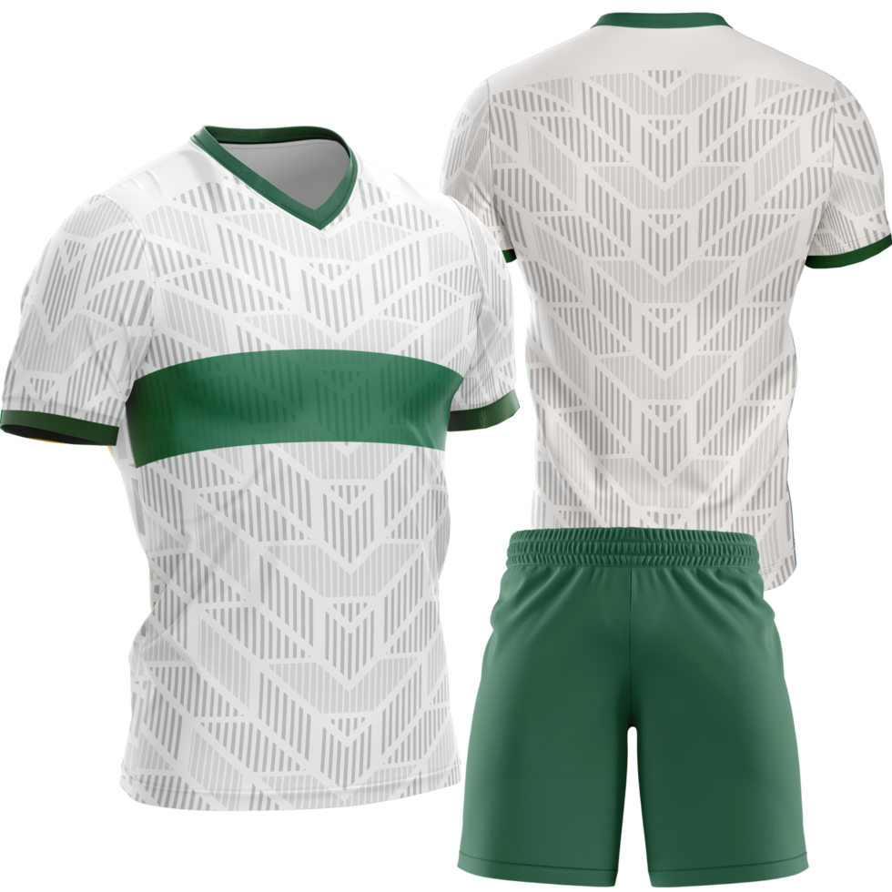 a soccer uniform with green and white stripes png