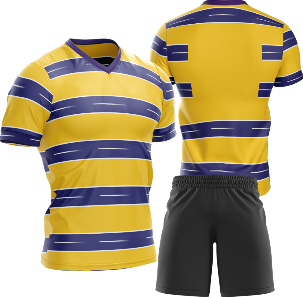 yellow and purple striped jersey and shorts png