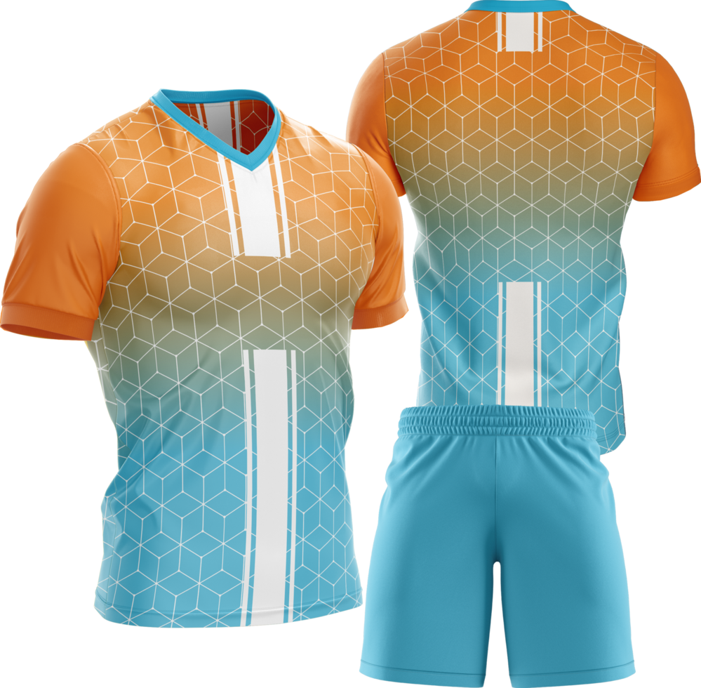 un fútbol uniforme con naranja y azul rayas png