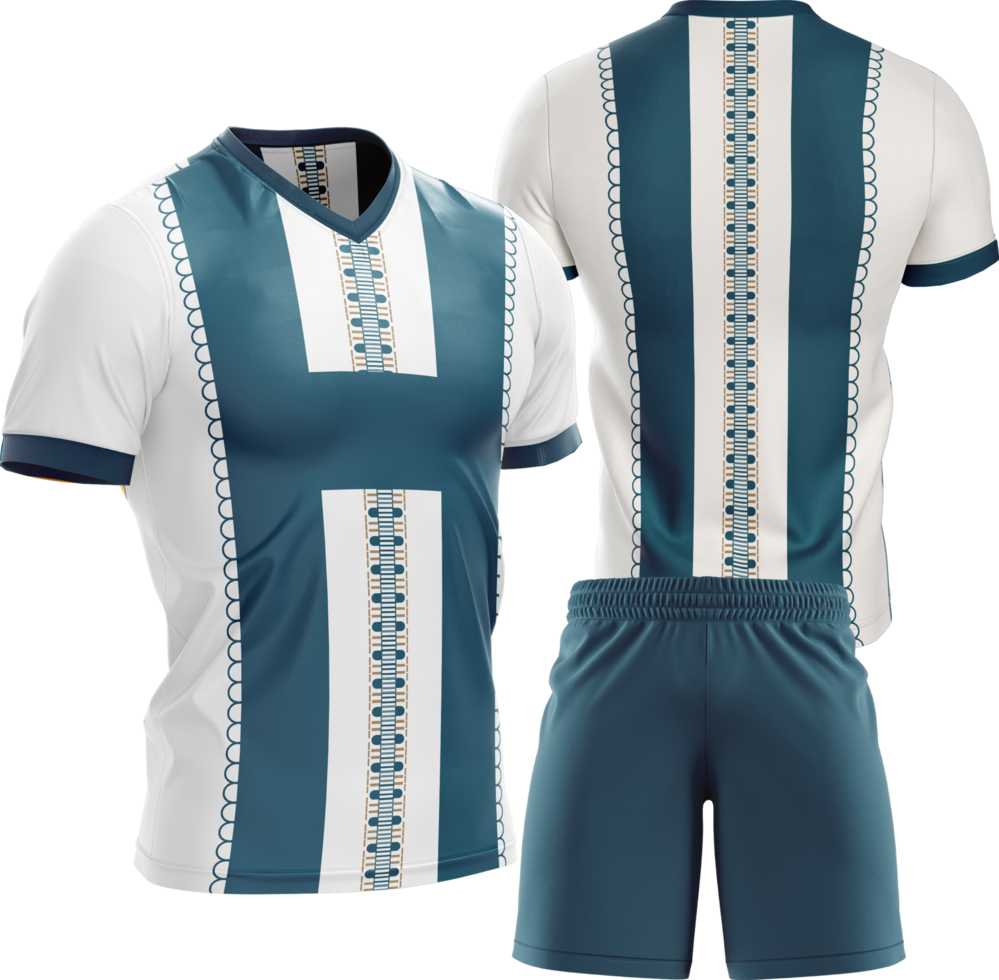 un fútbol uniforme con azul y blanco rayas png