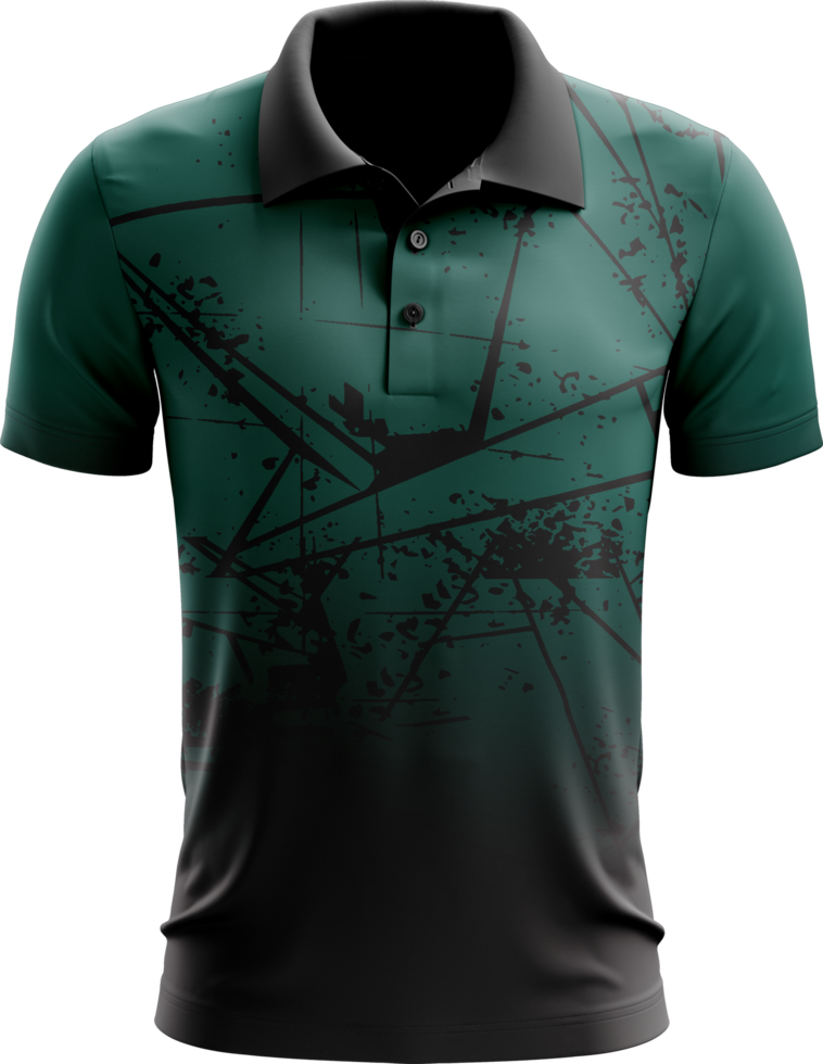 a green polo shirt with black and white designs png