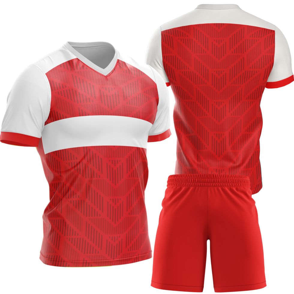 red soccer jersey and shorts on a transparent background png