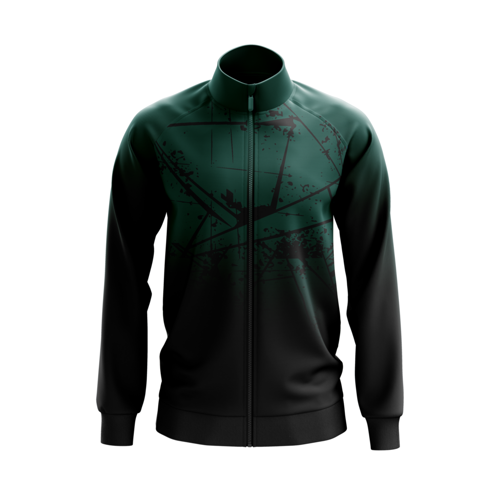 a green jacket with a black and white design png