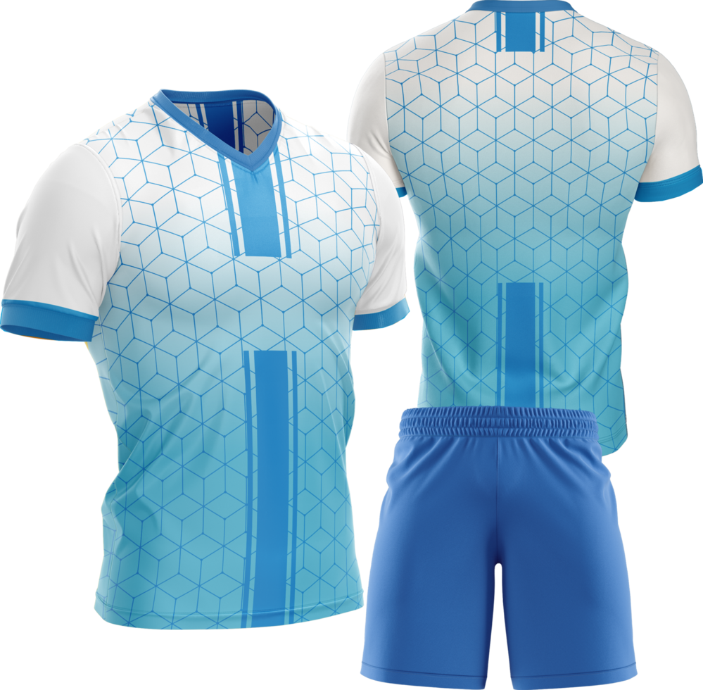 blue soccer uniform with shorts and socks png