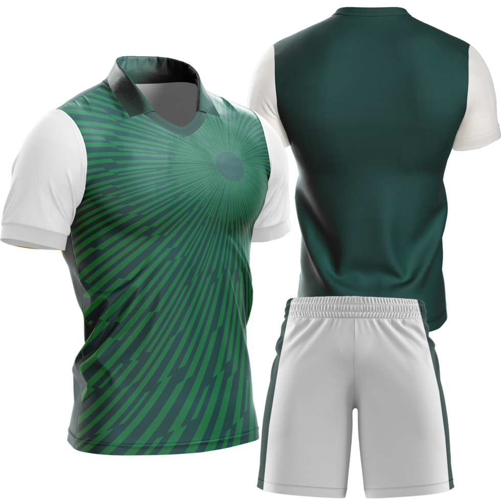 a soccer uniform with green and white stripes png