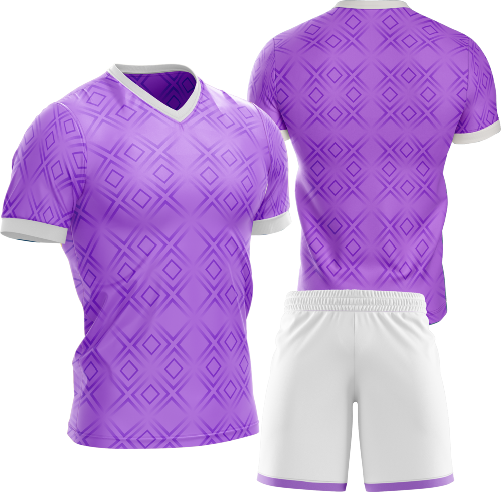 a purple soccer uniform with white shorts and socks png