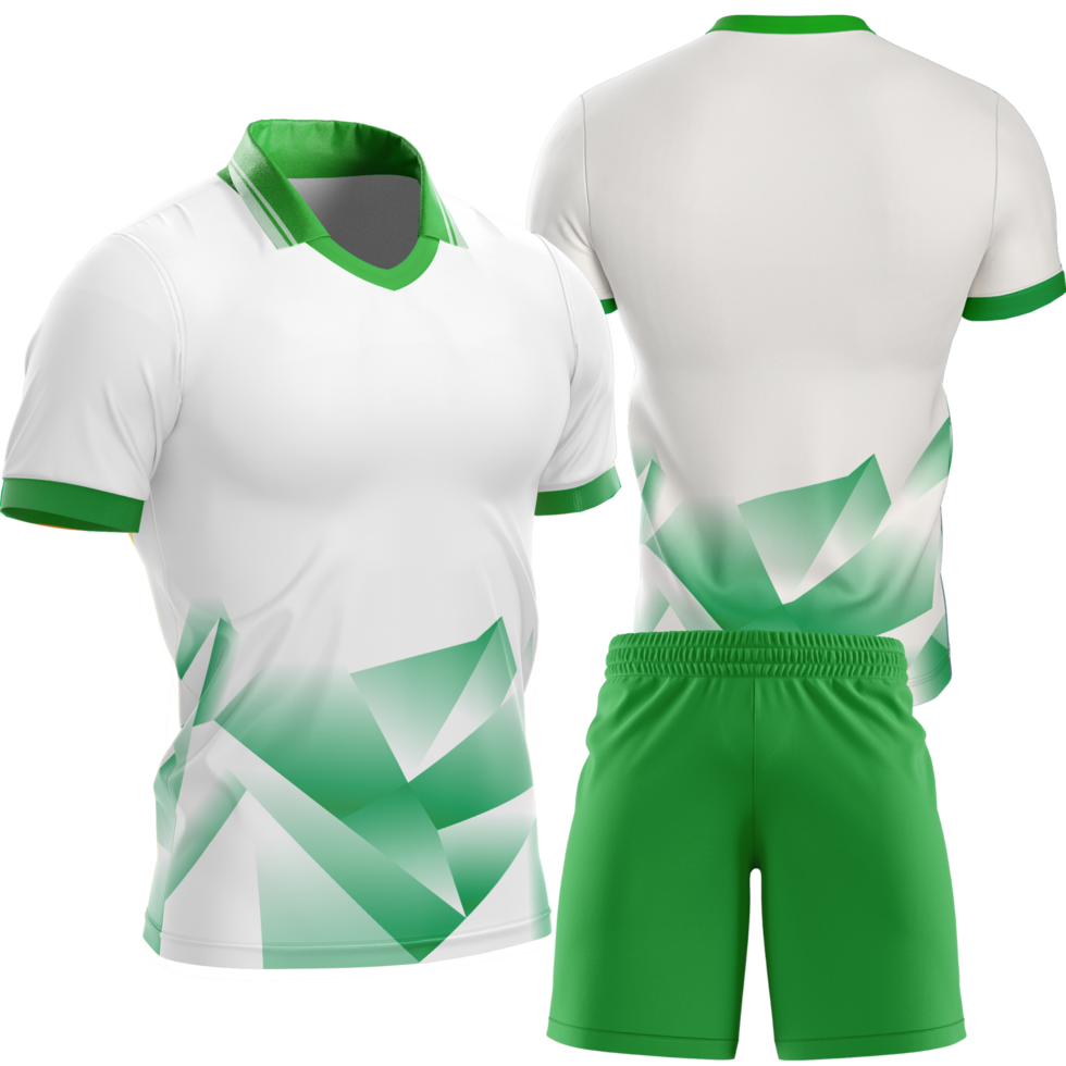 a soccer uniform with green and white colors png