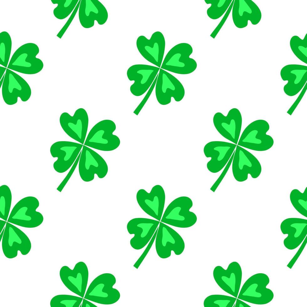 Seamless pattern with lucky four leaf clovers. vector
