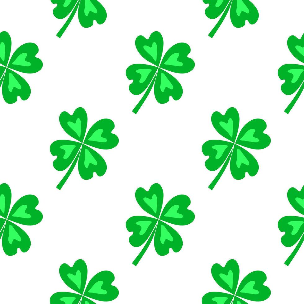 Seamless pattern with lucky four leaf clovers. vector