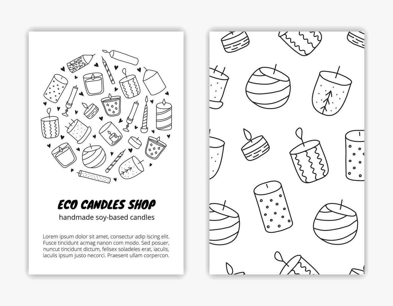 Card templates with doodle candles. vector