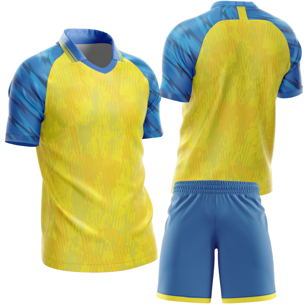 a soccer uniform with blue and yellow colors png