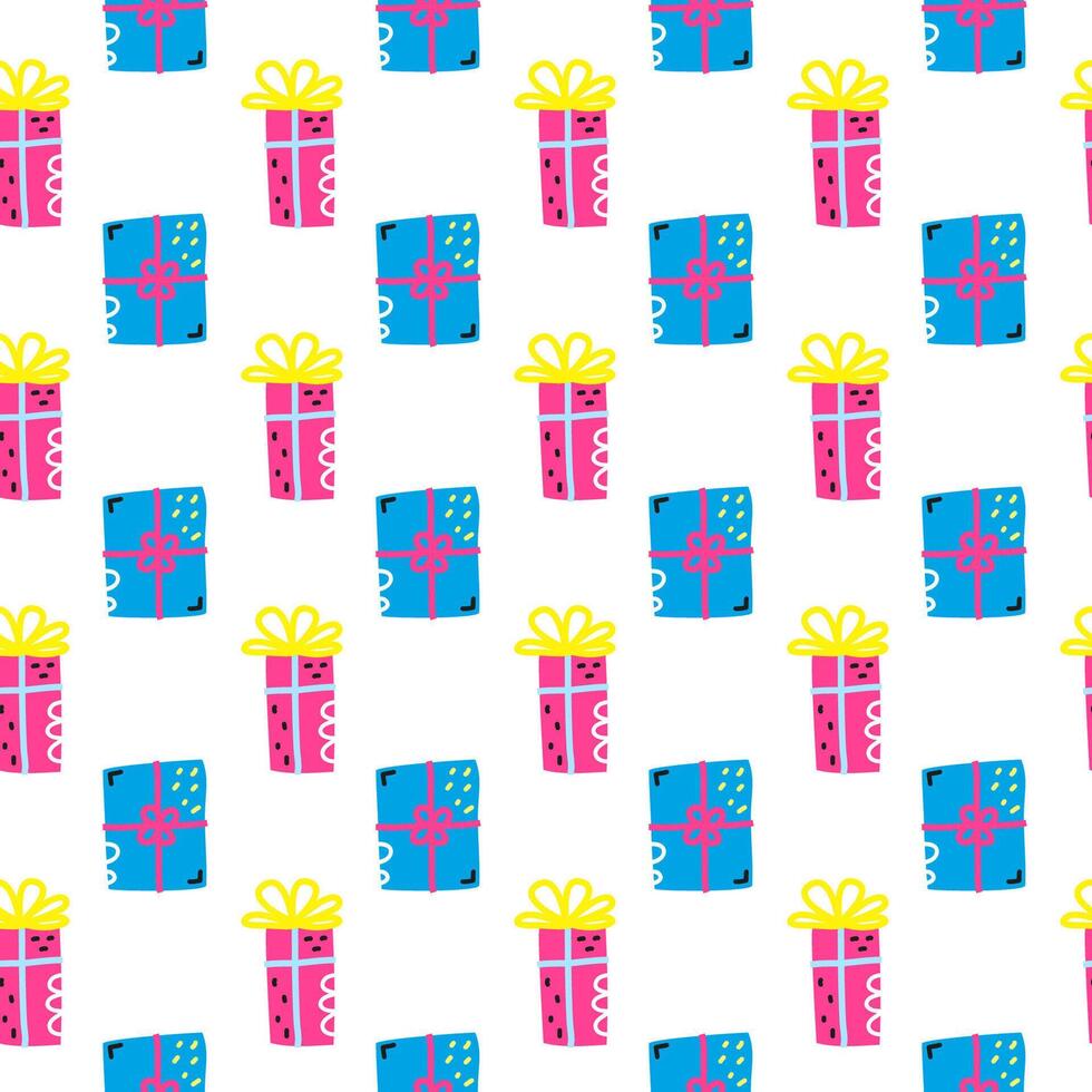 Seamless pattern with present boxes. vector