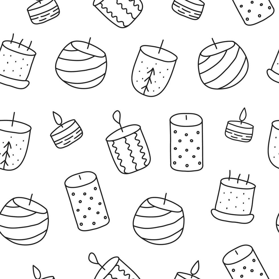 Seamless pattern with doodle candles. vector
