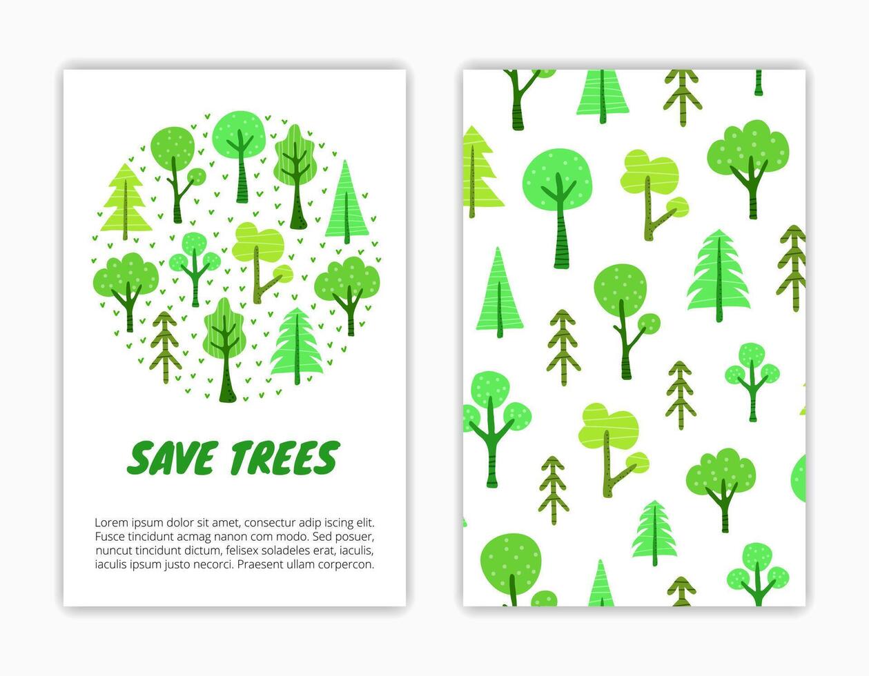 Card templates with Scandinavian trees. vector