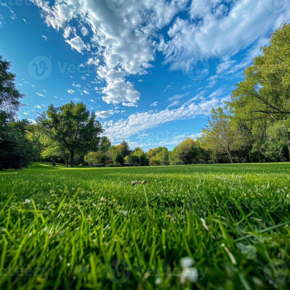 Grassy Field With Trees in Background photo