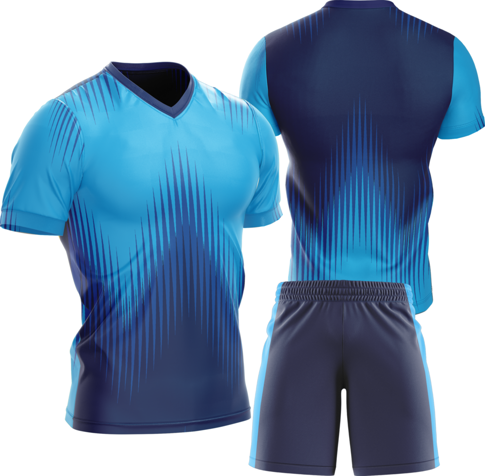 blue soccer uniform with shorts and socks png