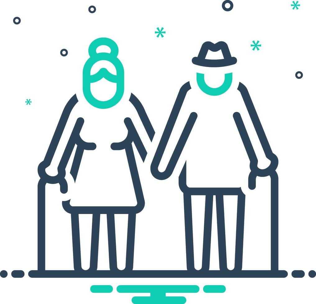 Mix icon for elderly couple vector