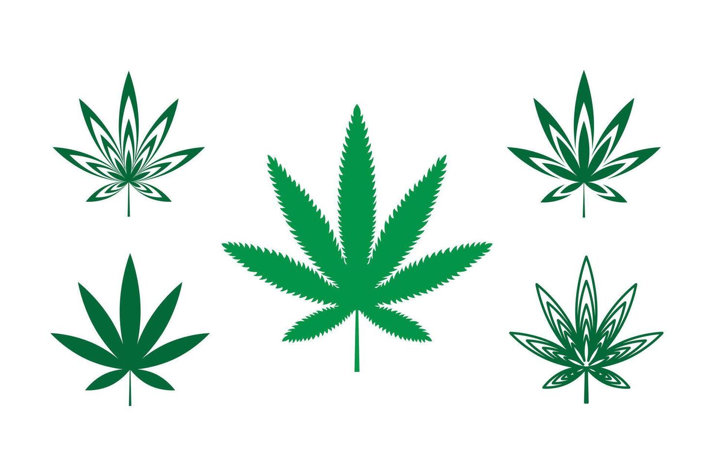 collection of green marijuana leaves vector