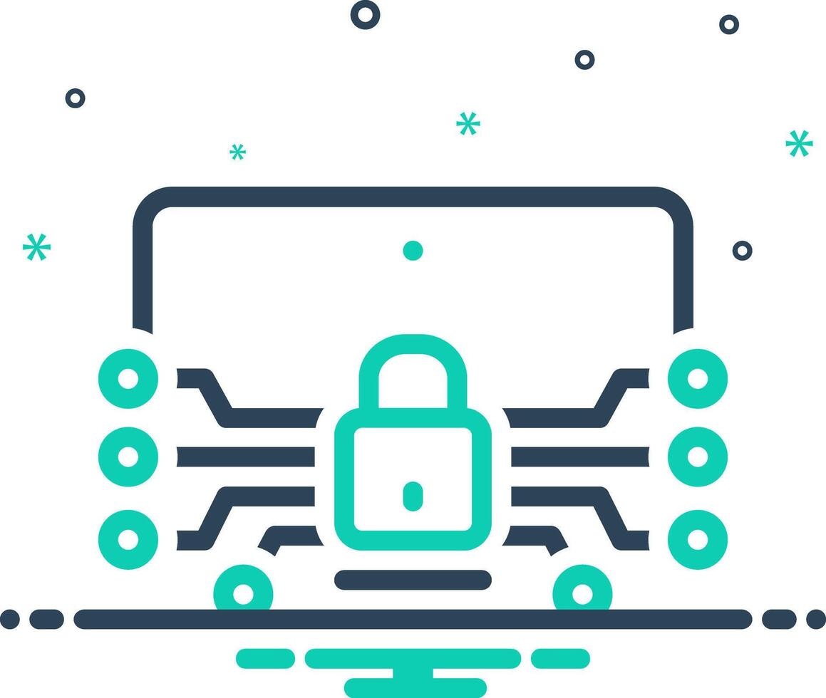 Mix icon for cyber security vector