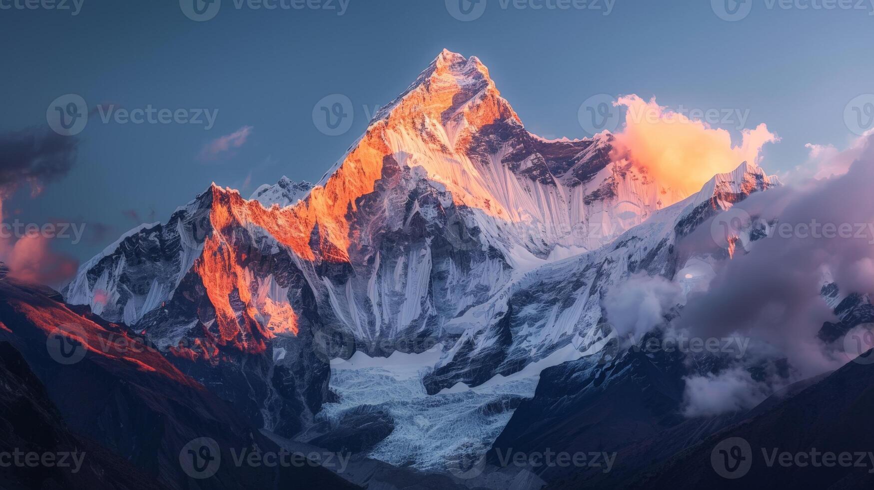 Snow-Covered Mountain Under Cloudy Sky photo