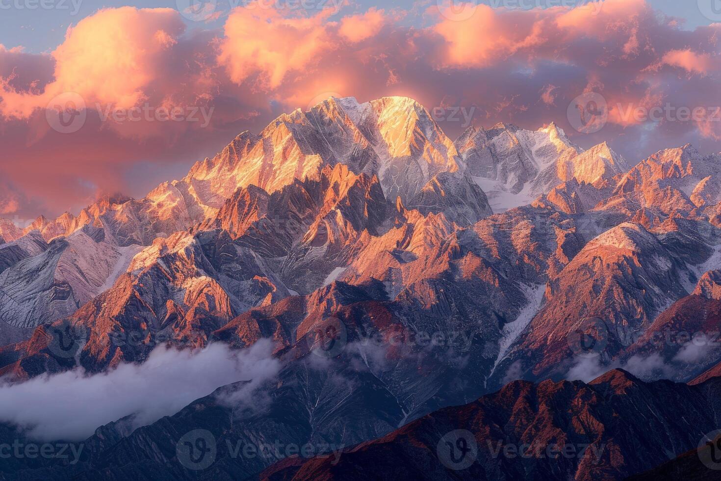 Snow-Covered Mountain Under Cloudy Sky photo