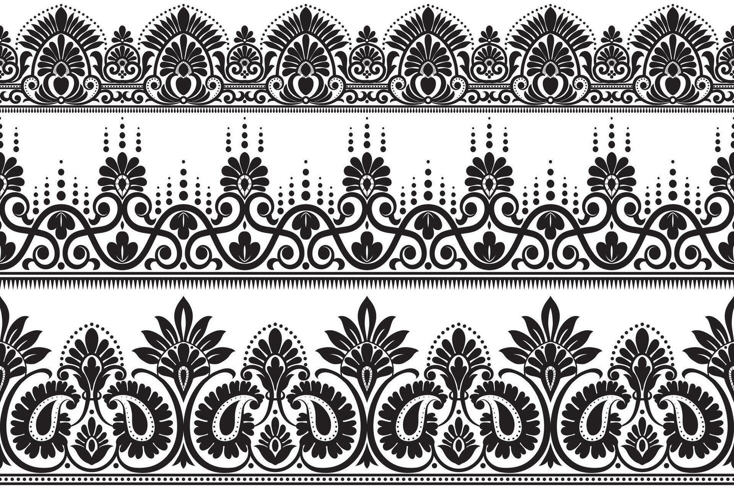 Set lace floral design elements floral seamless background. pattern geometric ethnic lace pattern design floral embroidery for textile fabric printing wallpaper carpet. Embroidery neck vector