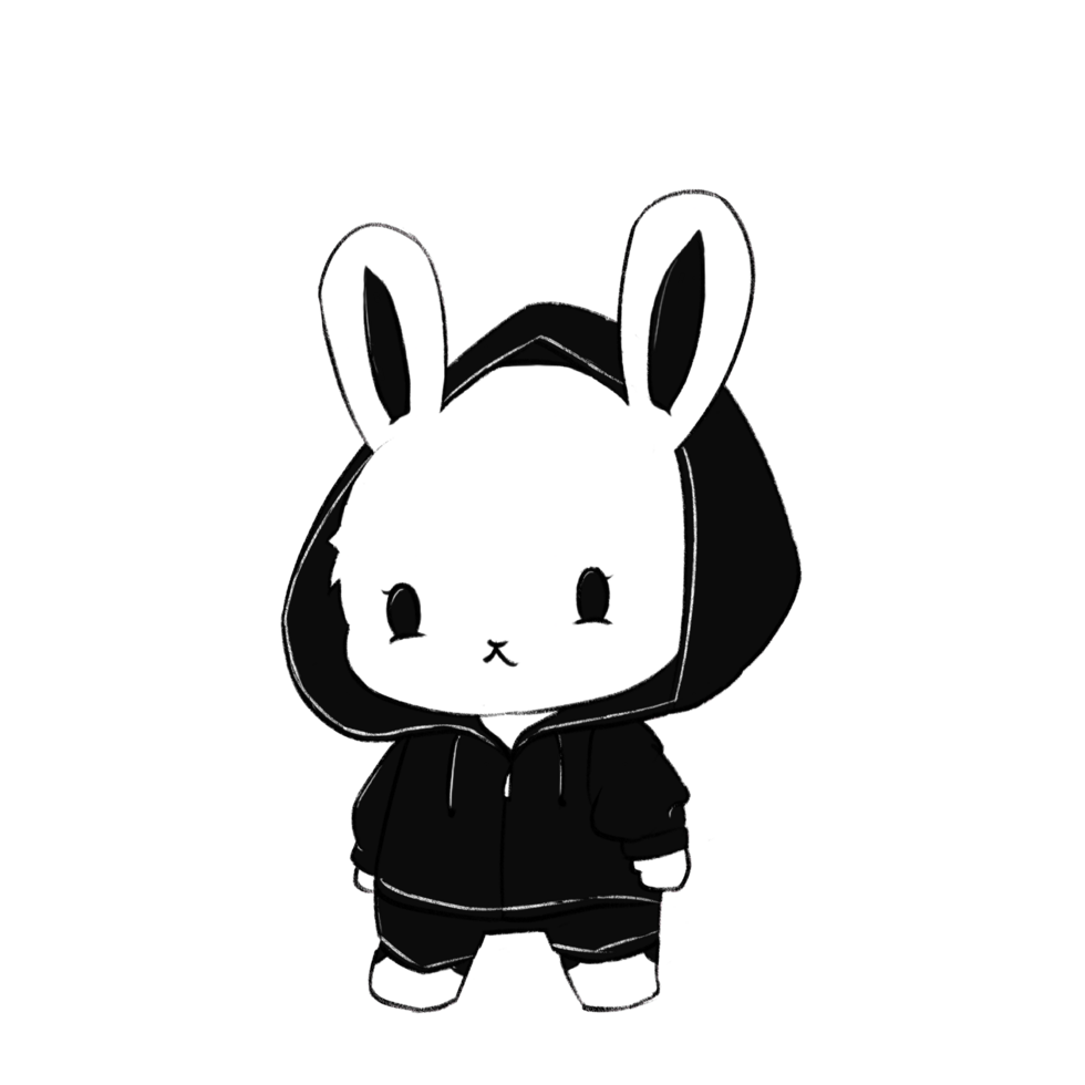 Cute bunny rabbit with a hood, illustration. png