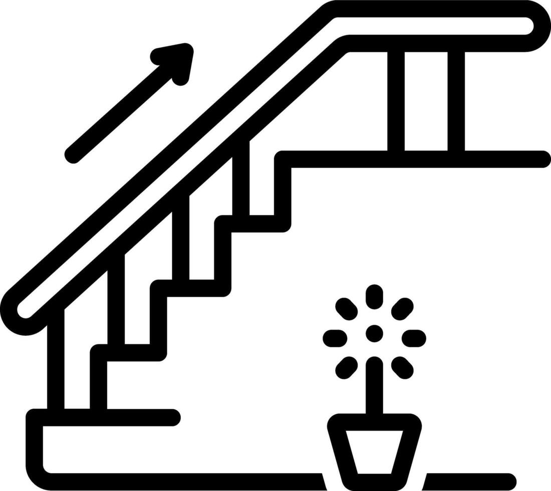 Black line icon for upstair vector
