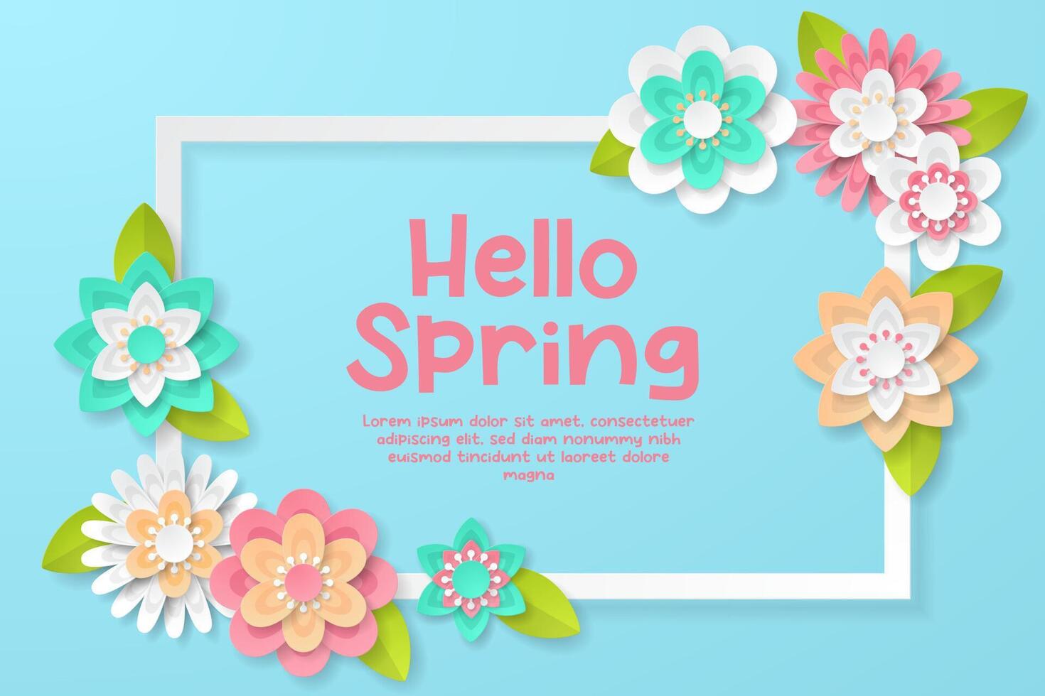 Spring Background template with beautiful colorful flowers. vector