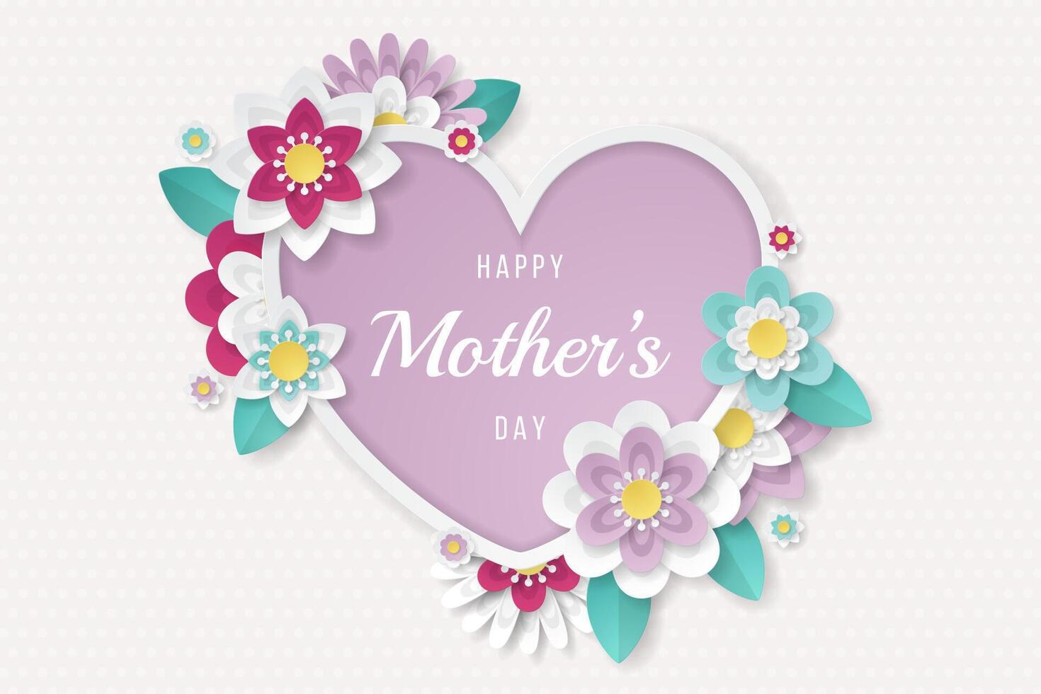 Mother's day background template with beautiful colorful flowers. vector