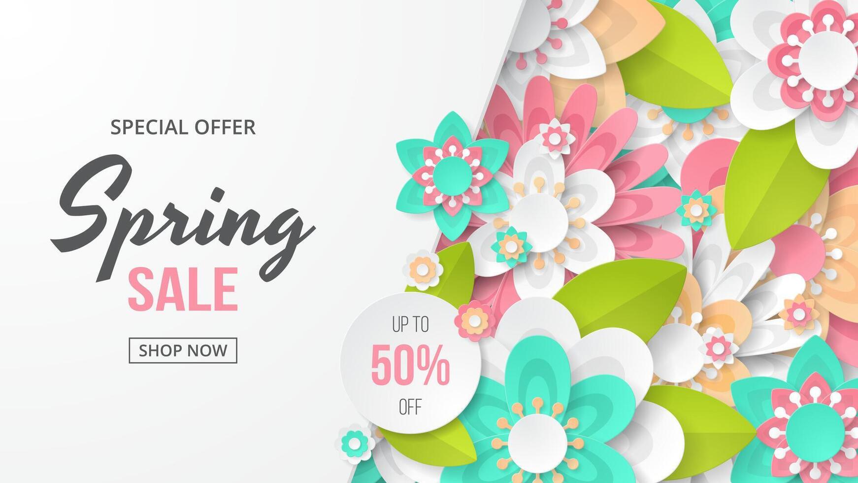 Spring Background template with beautiful colorful flowers. vector