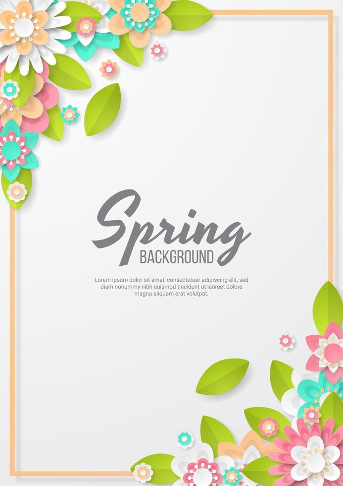 Spring Background template with beautiful colorful flowers. vector