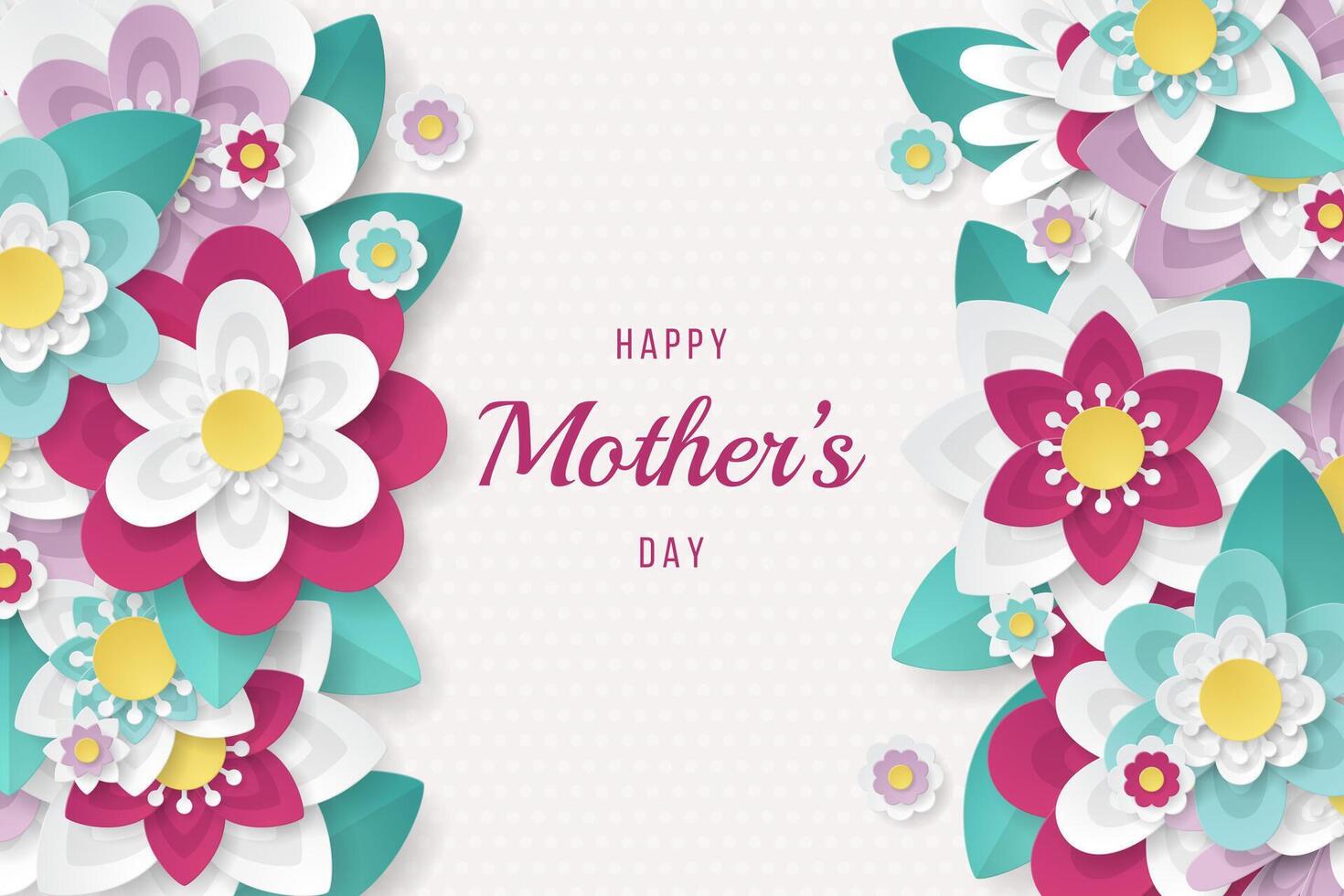 Mother's day background template with beautiful colorful flowers. vector